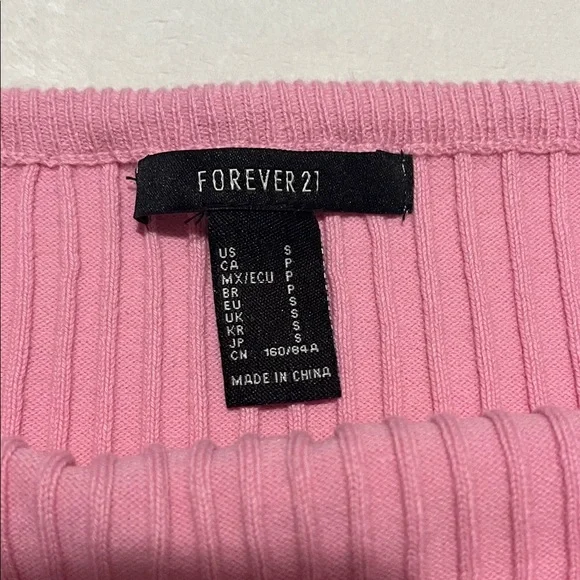 Cropped Pink Off-Shoulder Ribbed Sweater - Picture 2 of 3